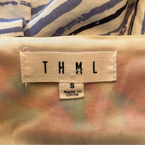 THML Embroidered Tassel Sun Dress Blue White Flutter Sleeves Women’s Size Small - Picture 8 of 10